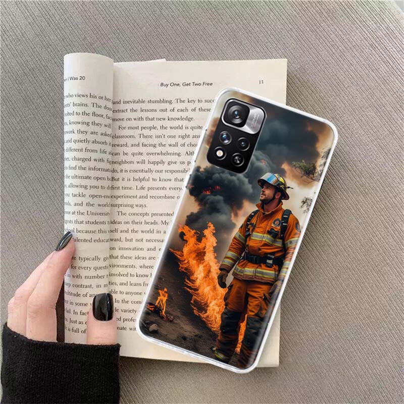 Firefighter Training Phone Case For Redmi Note 13 12 Pro Plus 14 15 Pro 5G 11 11T 11E 11S 10 Pro 10S 9 9S Cover Cell Clear TPU C