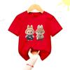 2025 New LABUBU Printed Short Sleeved Fashionable and Versatile Round Neck T-shirt Casual Cartoon Style Girl's Top