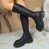 Fashion Sexy Black Thick Bottom Knee High Boots Women 2025 Winter Comfort Platform Thick Heel Elastic Long Riding Boots Plus Size Shoes