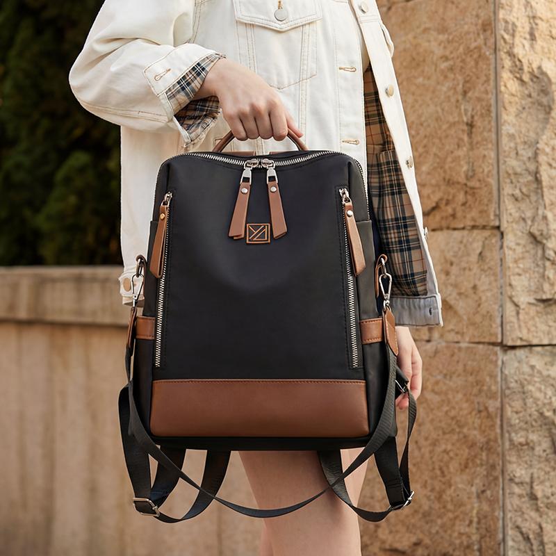 Women's Color Block Backpack Lightweight Water-repellent Multi-functional Shoulder Bag