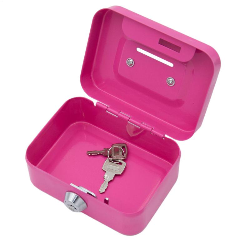 Portable Small Lock Box Security Safe Lock Boxes Mini Metal Cash Box Money Bank Metal Coin Bank Security Box Sturdy Cash Box