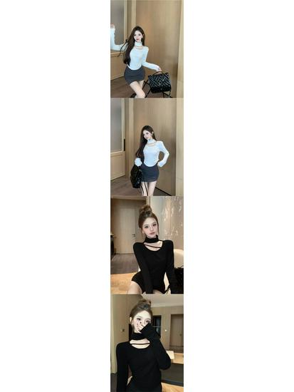 New Style Elegant Halterneck Slim Fit T-Shirt for Women - Versatile Fashion Base Layer Top.