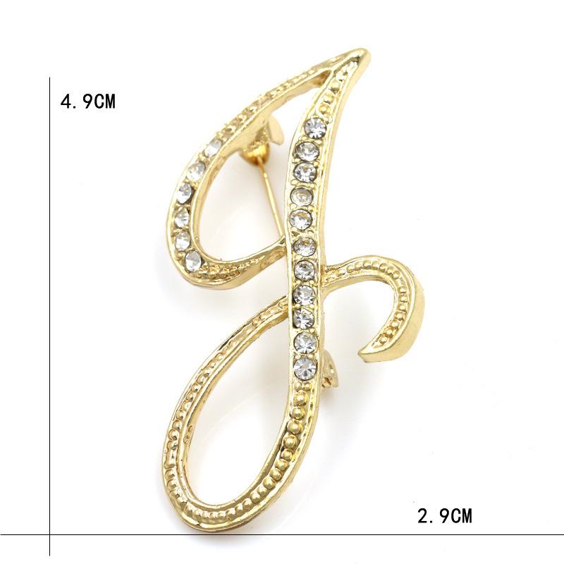 Trendy 26-Letter Rhinestone Brooch Pin - Fashion Accessory for Clothing & Bags