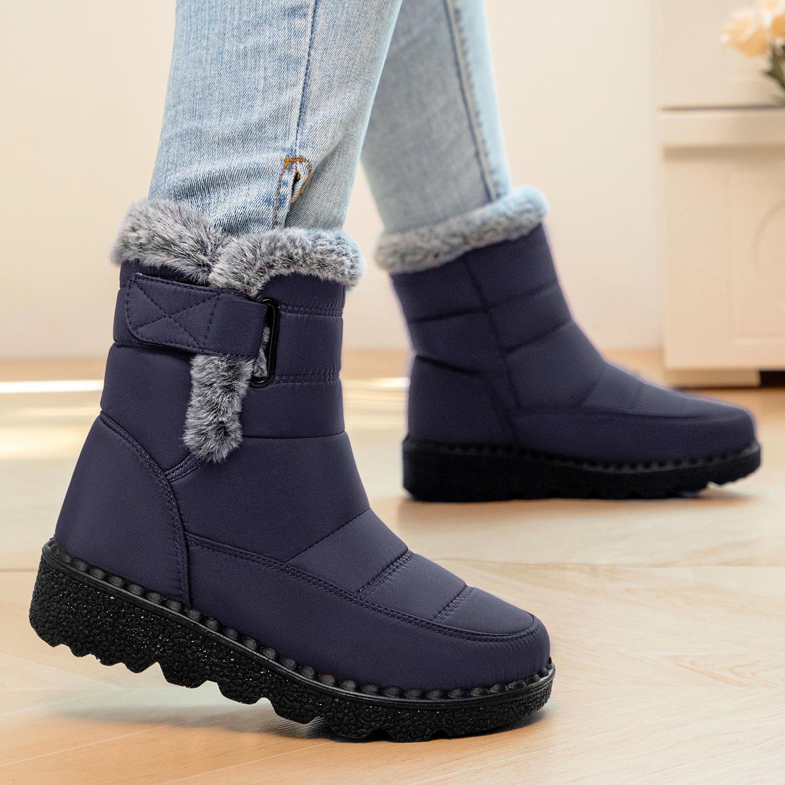

Plus Size Shoes for Women Winter Fashion Plush Warm Comfortable Platform Non-slip Short Boots Casual Snow Boots Ankle Shoes 35 темно-синий