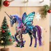 2 Pcs Horse Christmas Ornament Acrylic Sparkly Rhinestones Horse Hanging Decoration 2D Flat Christmas Tree Ornament for Horse Lovers