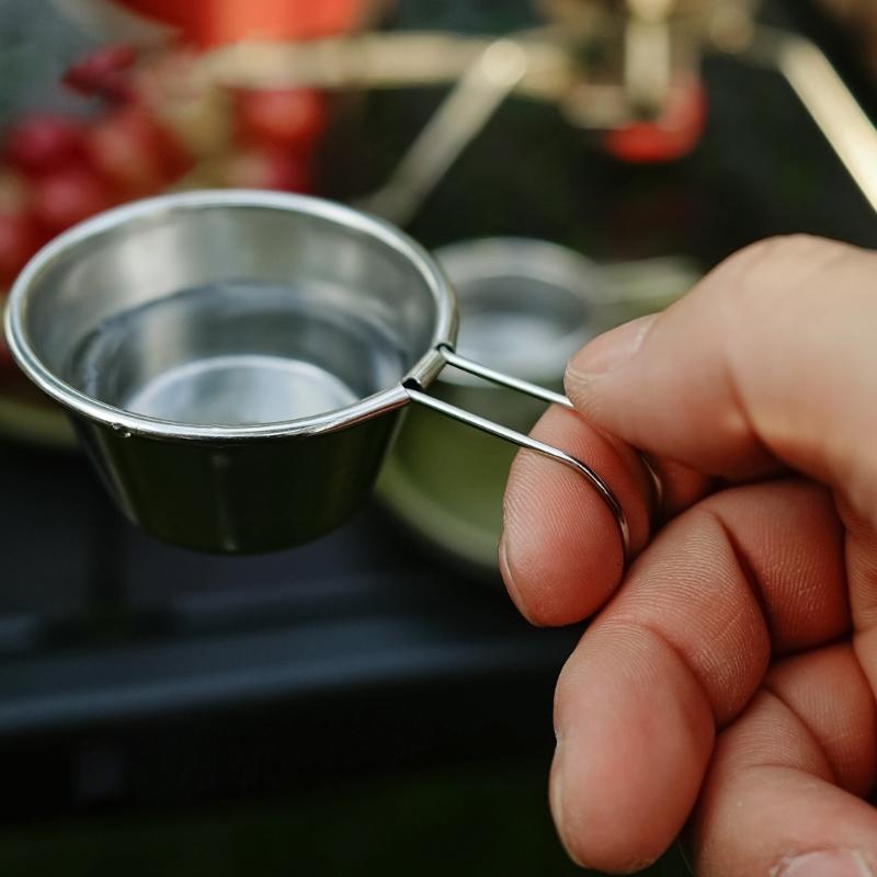 Camping Cookware Multipurpose Stainless Steel Cup with Hook Handle 50ml Capacity For Hiking Backpacking Adventure