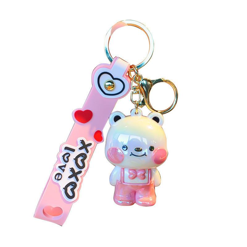 Charming Soft Pvc Bear Keychain In Blue Yellow Pink Green For Gifts