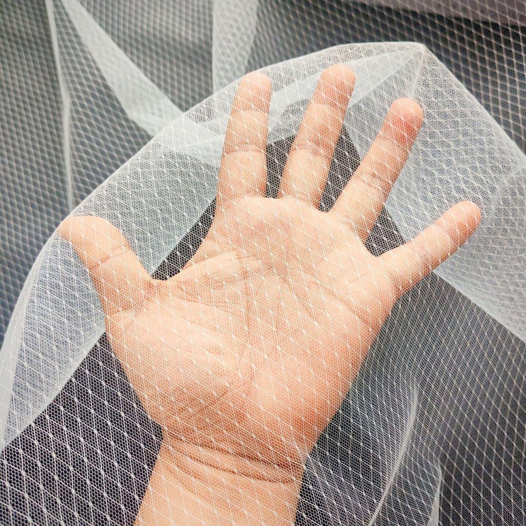 Black & White Transparent Diamond Lace Soft Mesh Fabric for Sexy Base Layer Clothing