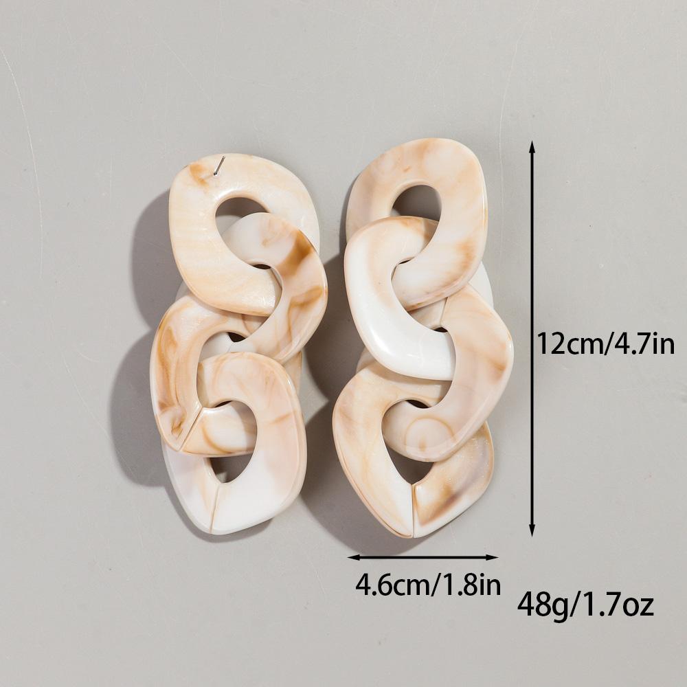 Exaggerated Large Chain Acrylic Drop Earrings for Women Fashion Punk Resin Statement 4-Link Long Earring Party Jewelry Gifts