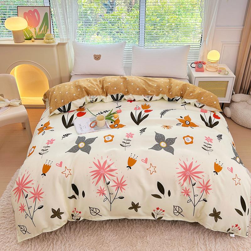 1Pc Sweet Red Flowers Duvet Cover Botanical Floral Pattern Comforter Cover Skin-friendly Comfortable Bedding Bedroom Decor