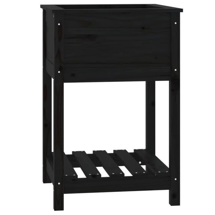 VidaXL Jardinière avec étagère Noir 54x54x81 cm Bois massif de pin 823777
