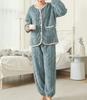 DAYCLOSET Long Sleeve Fluffy Boa Top and Bottom Cable Winter Wear Dusty Women's Loungewear, Set, Knit, (Size M, Blue)