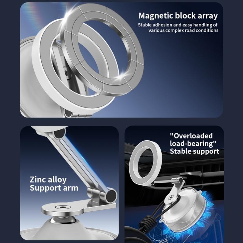 Car Phone Holder Strong Magnets & Vacuum Suctions Cup Adjustable Car Phone Mount, Phone Holder for Desk