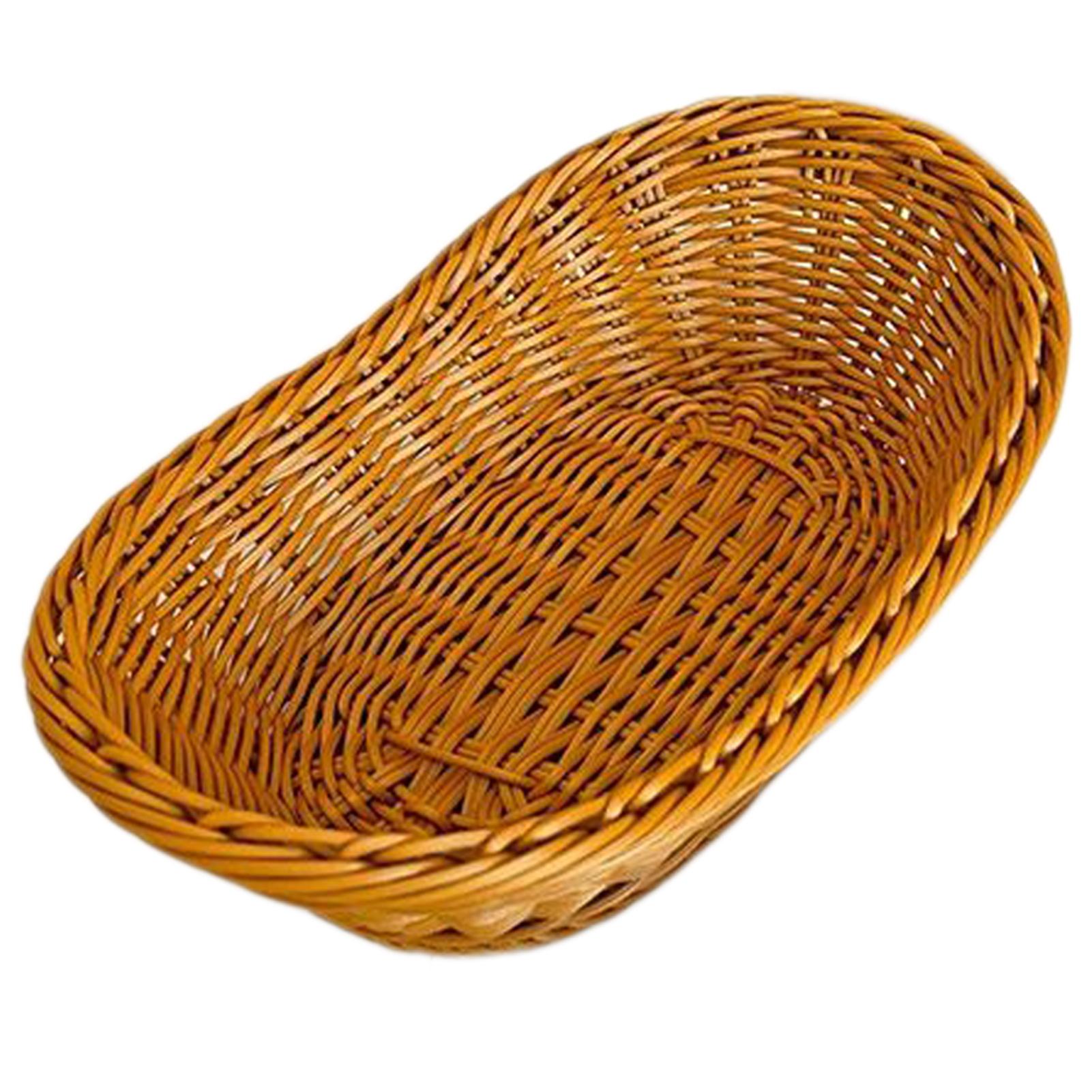 Oval Rattan Fruit Storage Basket,Woven Serving Baskets,For Fruit Vegetables Restaurant Serving Tabletop Display Rattan Basket M