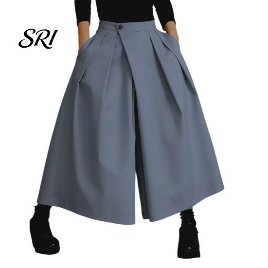 Comfortable Loose Fit Pants Women Pure Color Wide Leg Casual Trousers with Elastic Waist High Pleated Design Summer Leisure