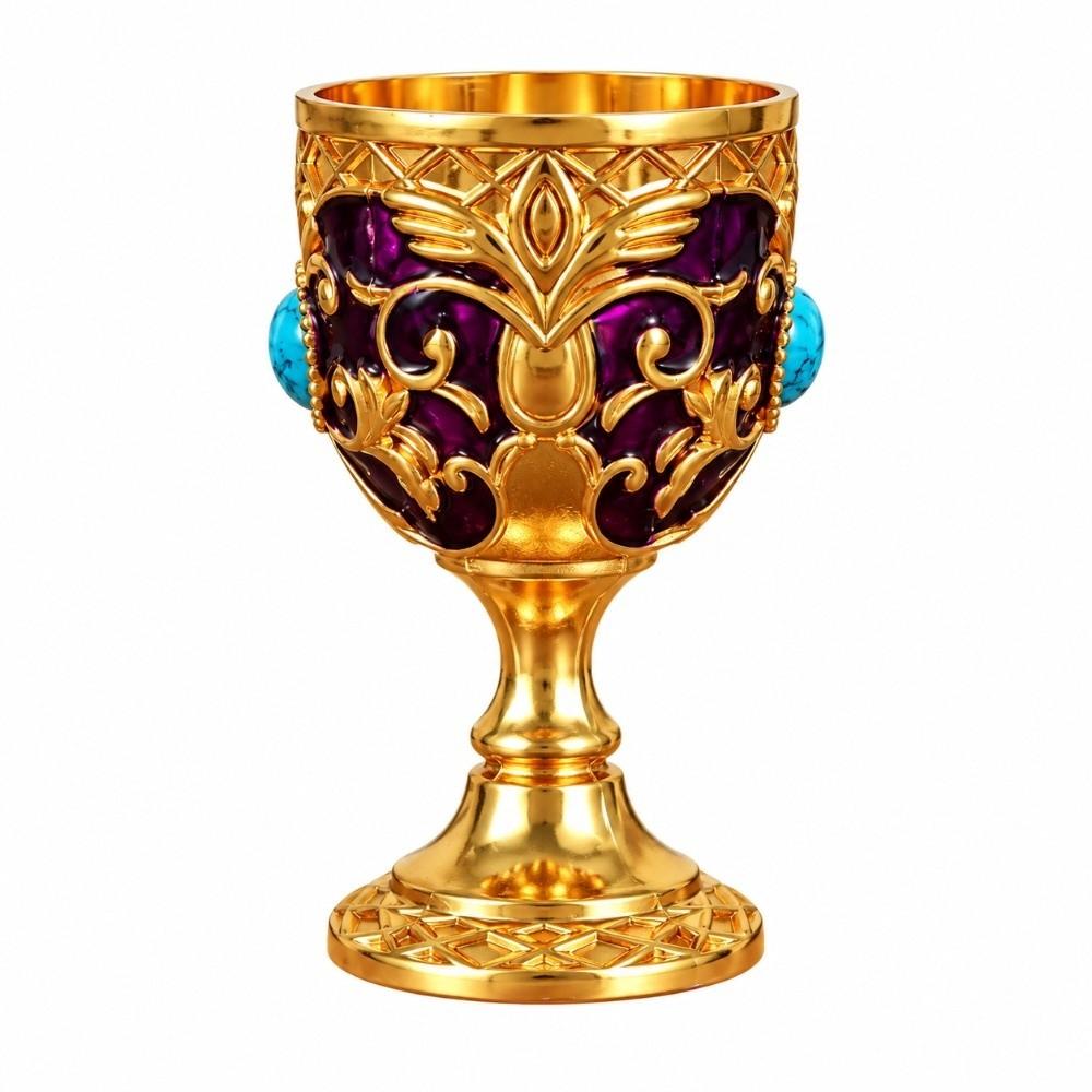 1pc Hand Engraved Metal Chalice Goblet Anti-break Embossed Goblet Bars Restaurants Home Decor