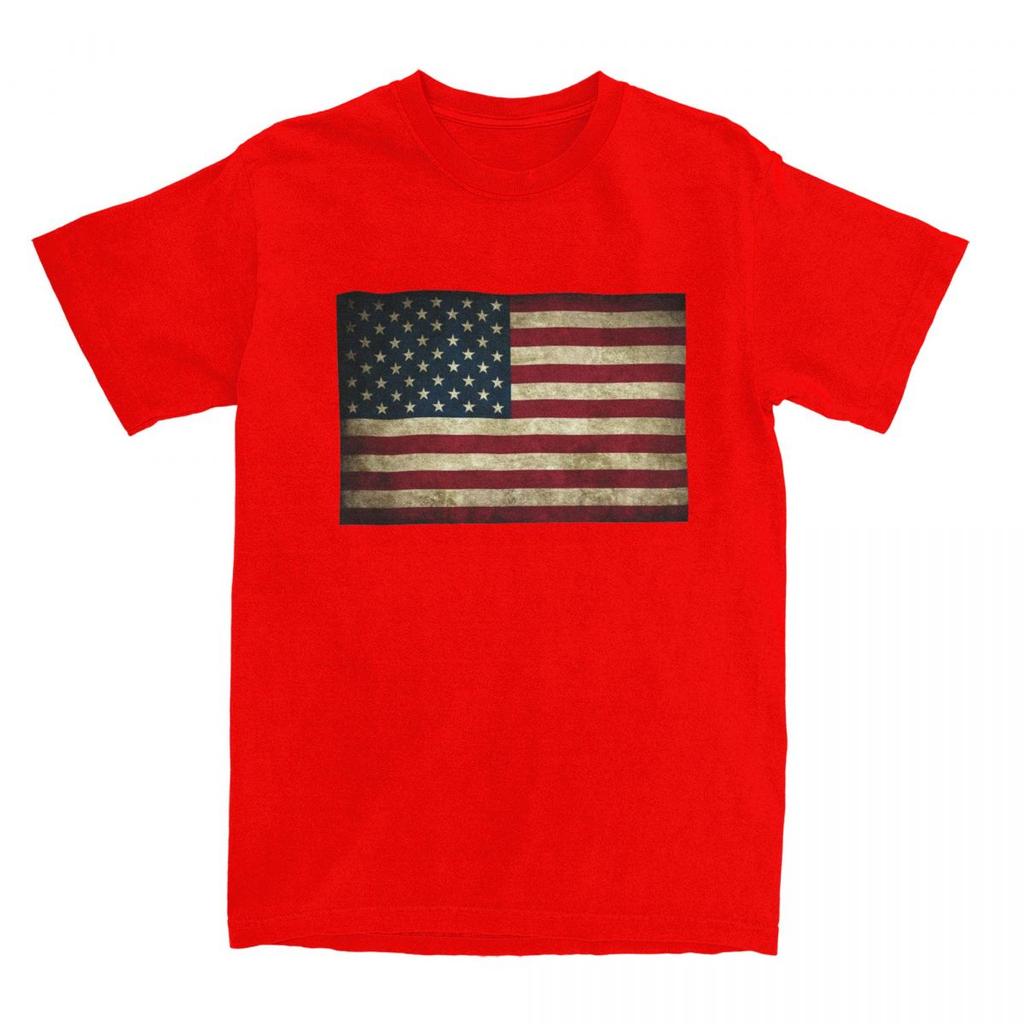US Flagge Vintage Design Flagge 4. Juli T-Shirt Erwachsene Lustig 100 Baumwolle T-Shirts Sommer O-Ausschnitt Mode T-Shirts Günstige Übergroße Oberteile