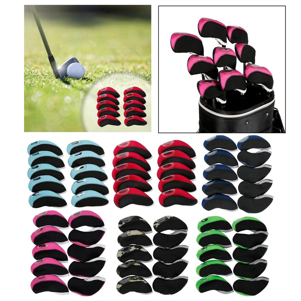 10x Waterproof Golf Iron Headcovers Golf Club Head Cover Viewable Window