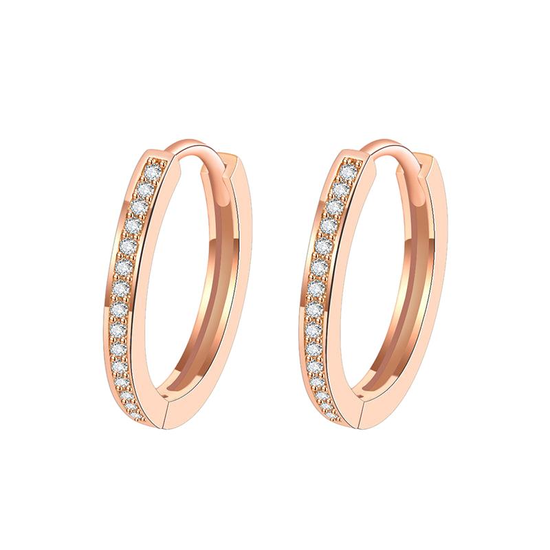 Plated Rose Gold Hoop Earrings Created Crystals Woman Girl Accessory Gift Jewel