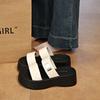 Beautiful with Skirts, Thick-soled Height-enhancing Cool Slippers, Women's Summer Outer Wear Advanced Sense 2025 New Going Out Wedge Slippers