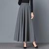 Maxi Skirt High Waist A-Line Long Skirt with Pockets Breathable Slimming Large Hem Design Office Lady Skirt