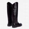 European and American Ladies Fashion  Round Toe Knee Length Flat Leather Boots, Size 34-46 Women's Knight Boots