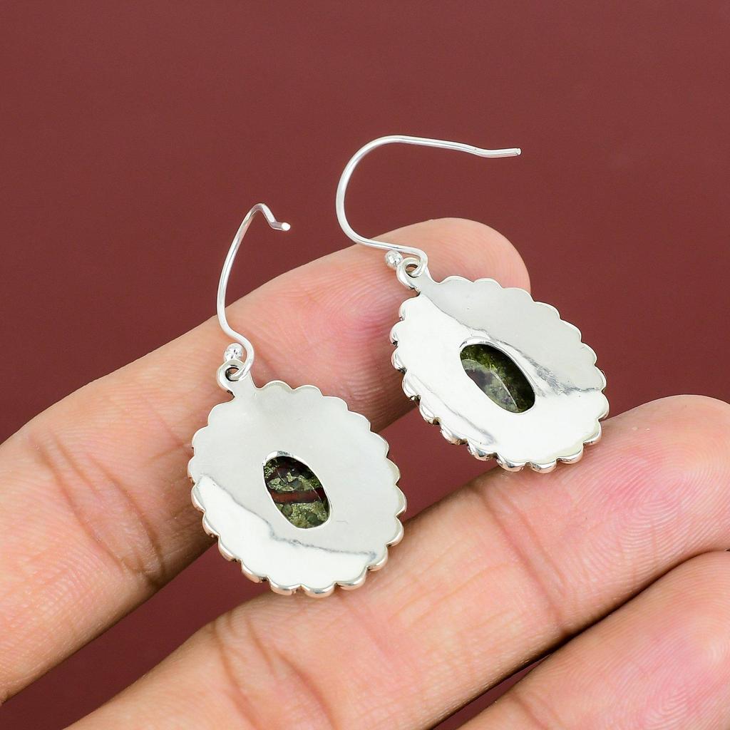 Dragon Bloodstone Earring Gemstone Earring 925 Sterling Silver Earring Handmade Vintage Earring Decent Jewelry Women  Earrings Gifts For Her