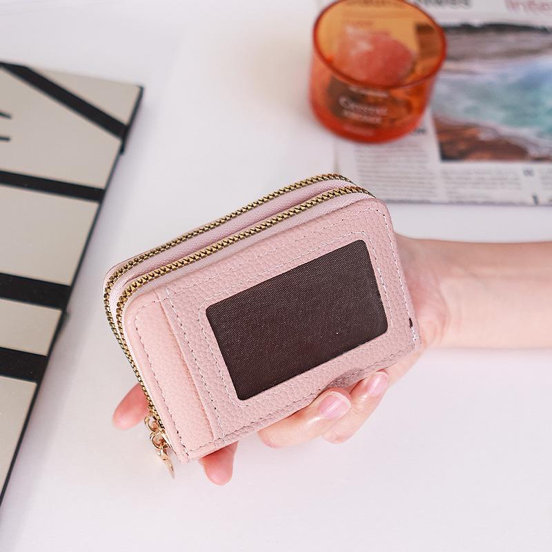 

Женский кошелек: Многослотовый, Двойная молния, Прозрачное окошко, Дизайн «гармошка», Модный и вместительный картхолдер 11x4.5x8 cm