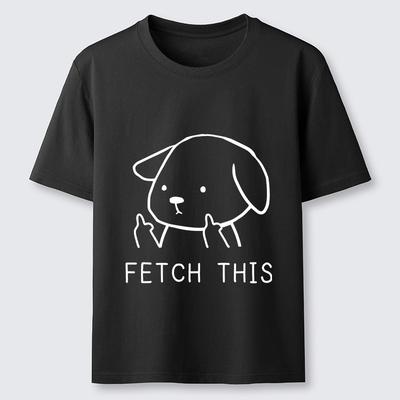 Harajuku Fetch This Dog Classic T-Shirt Casual Loose Summer Holiday Short Sleeve Round Neck Tops Pure Cotton Tunics