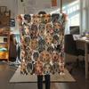 1PC Retro Pet Puppy Print Flannel Blanket, High quality All Seasons, Home Decor, Warmth and Comfort, Perfect for Christmas Gifts