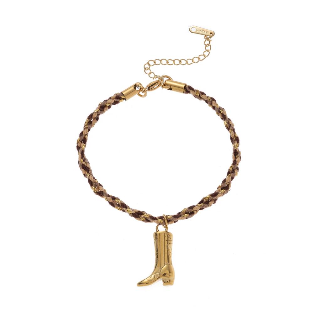 New Chinese Dopamine Color Rope Bracelet Dot Diamond Pentagram Cross Necklace 18K Gold