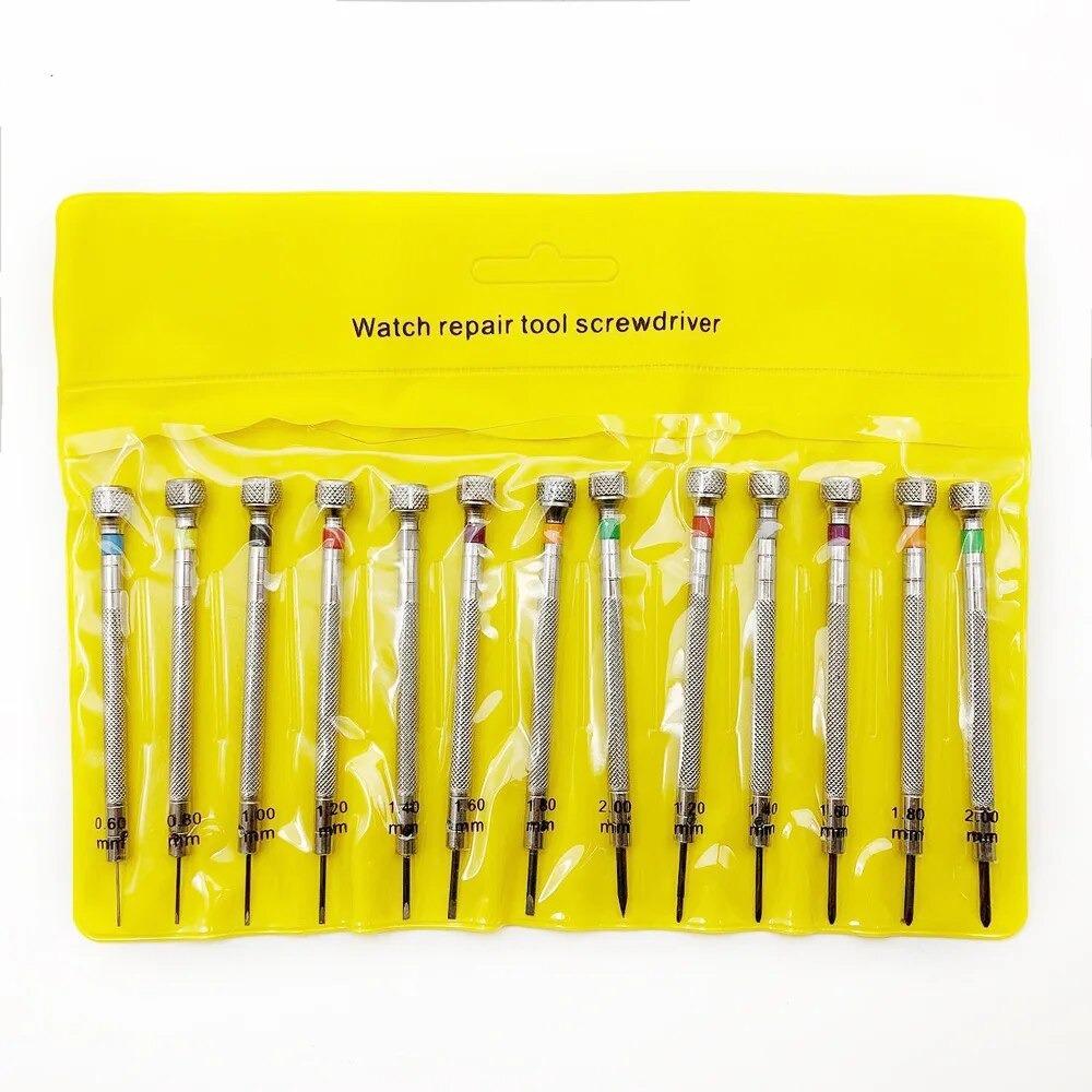 1/13pcs Flat and Cross Screwdriver Set Watch Repair Tool For Home Watch Eyeglasses Jewelry Repair