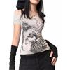 Kvinner Sommer Kortermet Strappy Cold Shoulder T-Shirt Topper Bluser
