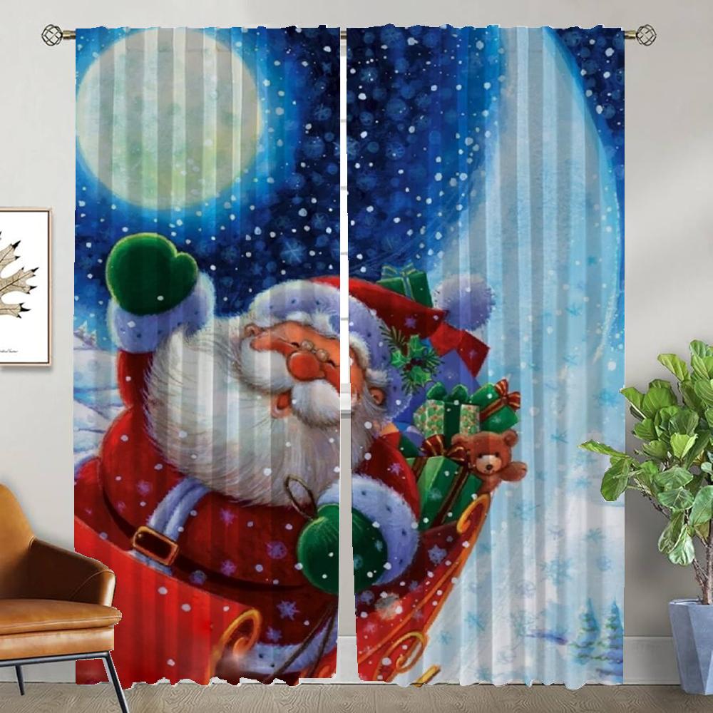 Halloween Decoration Christmas Blackout Curtain for Room 2 Panel Kitchen Curtains 2 Pieces Home Interior Curtains Partition