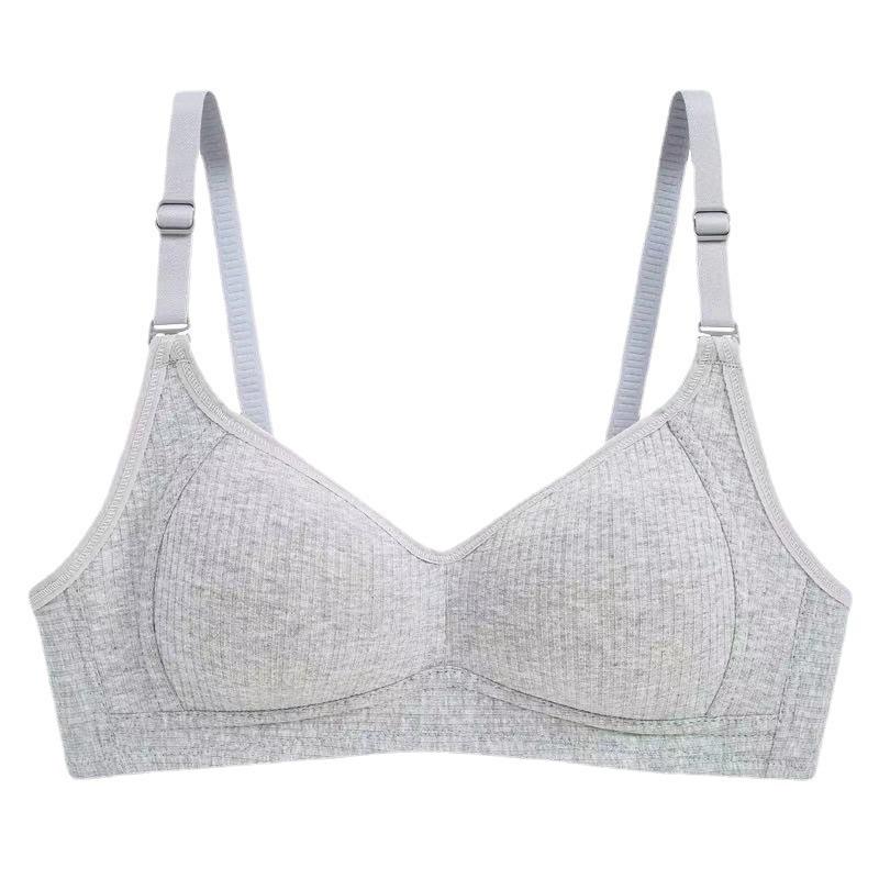 Small Breasts Gather Comfortably, No Steel Ring, No Trace Underwear, Women's Pure Cotton Thin High School Girl Bra Cover Set
