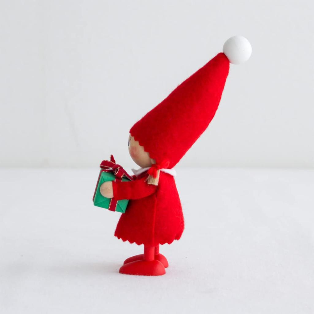 NORDIKA Nisse Christmas Wooden Girl with Green Doll, Present,