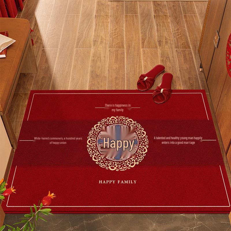 Festive Red Chinese Wedding Entrance & Bedroom Floor Mat