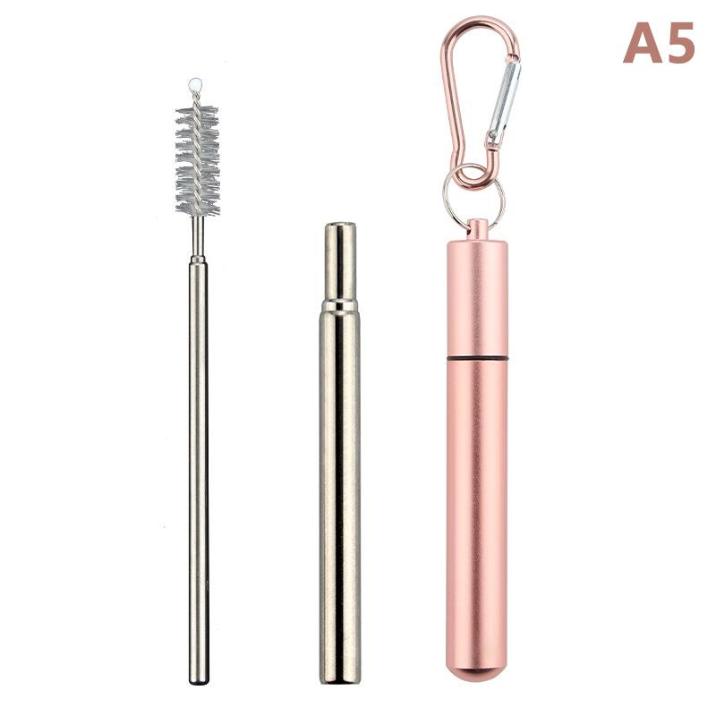 1/3Pcs Reusable Telescopic Straw 304 Stainless Steel Metal Straw With Cleaning Brush Portable Drinking Straw Set For Travel