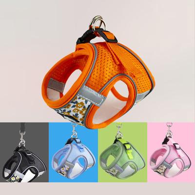 Conjunto Coleira e Guia para Cão de Estimação Flor Sem Tensão Ajustável Colete Arnês para Cachorro Gato Filhote Guia Refletora para Cão Akita