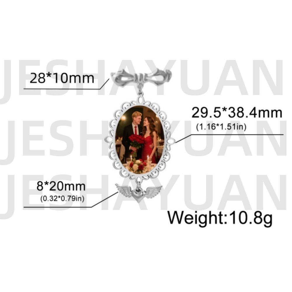 Custom Bridal Bouquet Charm Flower Bouquet Photo Charm Wedding Memorial Keepsake Memorial Picture Pin Brooch Funeral Pin Jewelry