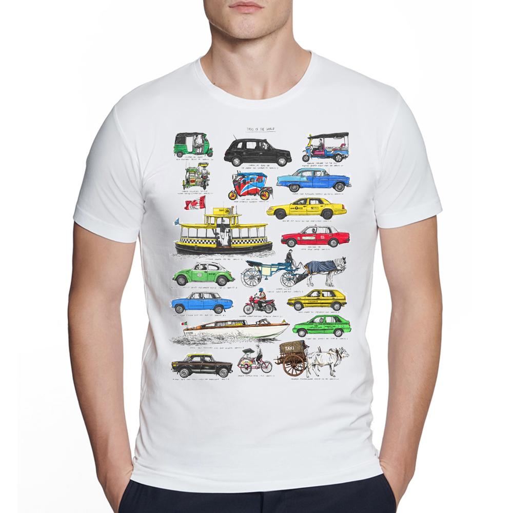 Fashion Vintage Collection Of car Short Sleeve TShirt Taxis Of The World Printed Top Tees Casual O Neck TShirt Unisex TShirt S