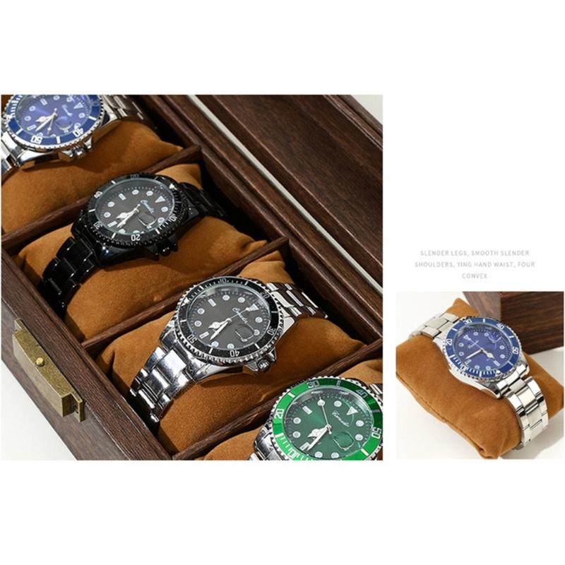 Luksusowy uchwyt do przechowywania zegarków w kolorze Espresso Stylowe etui na zegarki z 6/20 miejscami dla mężczyzn z podwójnymi warstwami i szklanym wieczkiem