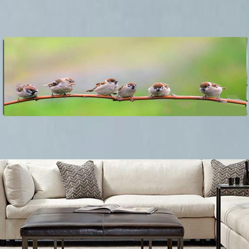 Tierische horizontale Vögel auf den Linien, Öl-Leinwand-Gemälde, Pop-Art-Poster und Drucke, Bilder, Wohnzimmer, Schlafzimmer, Heimdekoration