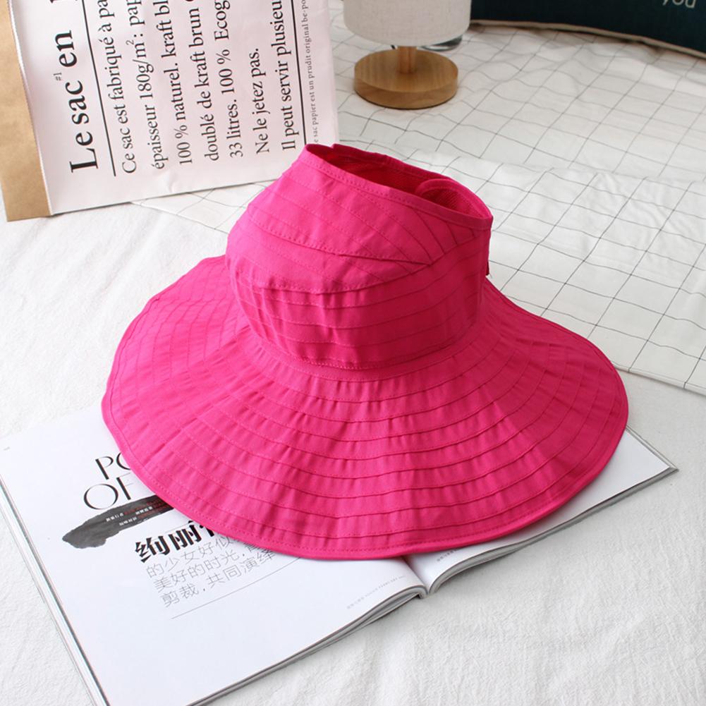 

Ladies Folding Sun Block Beach Sun Hat Fashion UV Protection Hat Rose red #1