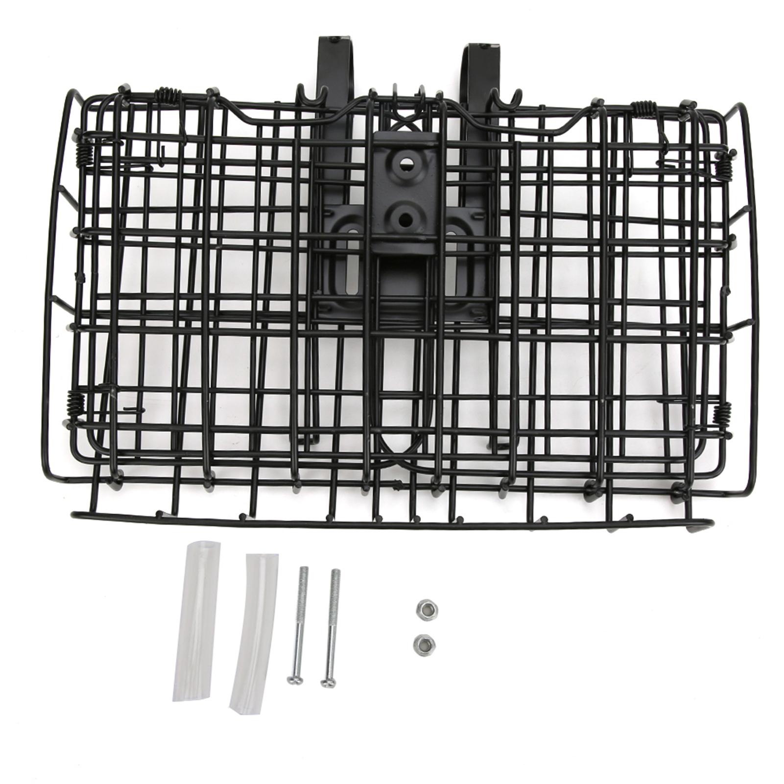 Strong Black Iron Mountain Bike Folding Front Basket Foldable Rear Hanging Wire Bag   Accessory