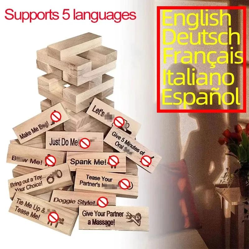 Couple Activities Date Night 48 PCS Block Tower Game Ideas Valentine Tumbling Tower Stacking Blocks Game for Couples Night Party