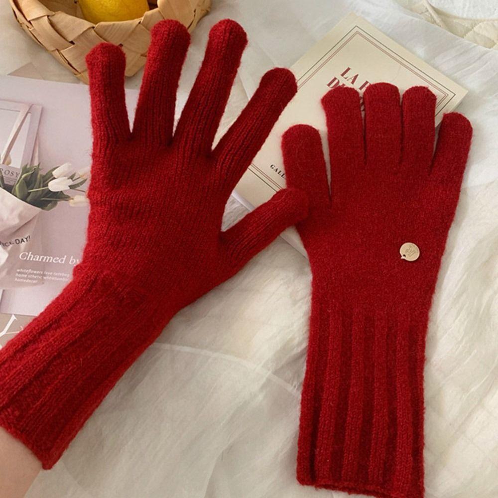 Riding Gloves Keep Warm Full Finger Mittens Wool Knitting Gloves  Autumn and Winter