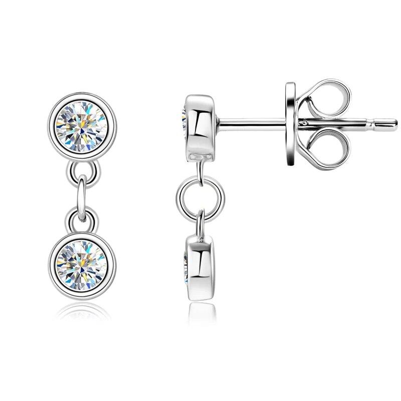 

Серьги-гвоздики с муассанитом для женщин, серебро 925 пробы, оригинальные сертифицированные свадебные украшения, круглые 3 мм серьги-капли с бриллиантами VVS1 2 stone silver Color