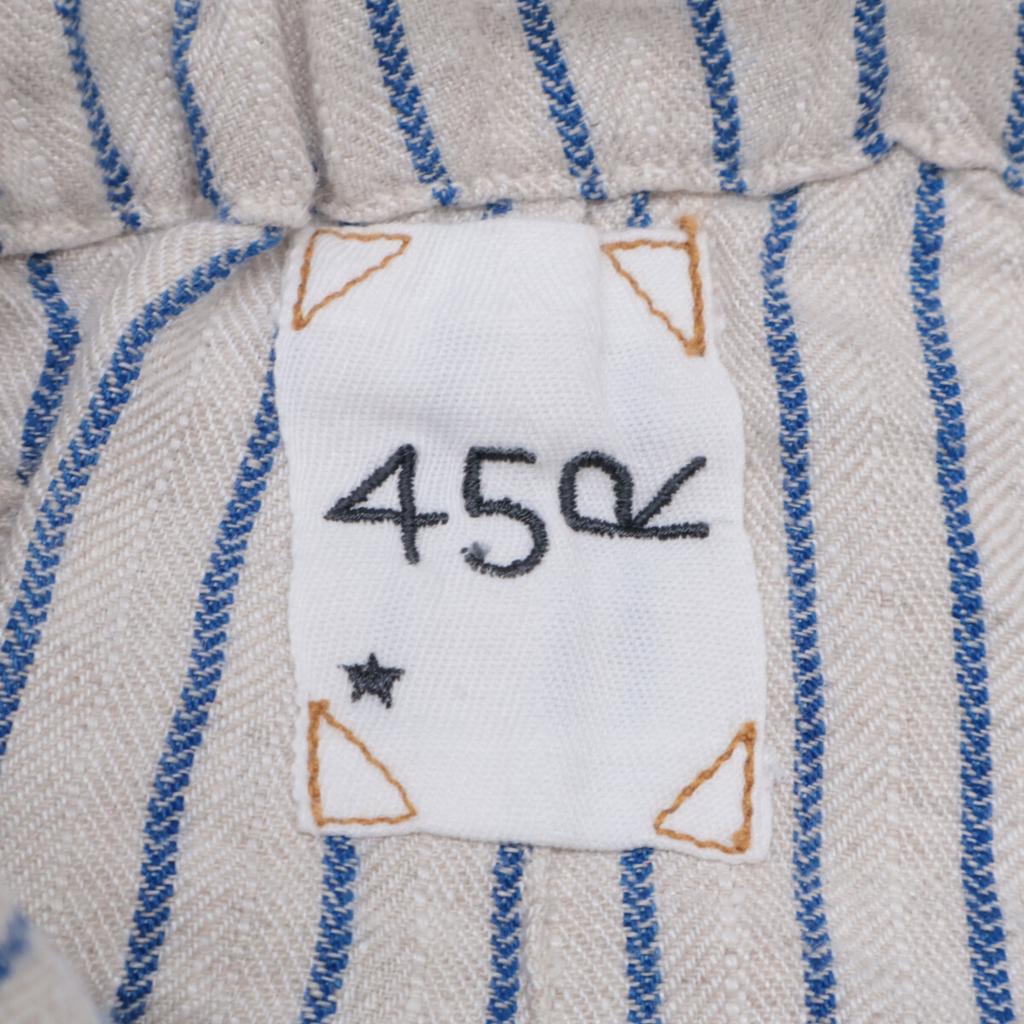 45R 8046084 White x Blue Indian Linen Twill 908 Poppo Pants Bottoms 1 IvoryUsed