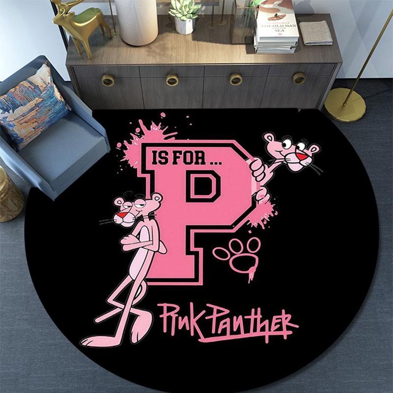 Pink Panther Pattern Round rug,Carpet Rug for Living Room Bedroom Playroom ,Non-slip Floor Mat,Holiday Gifts and Birthday Gifts.